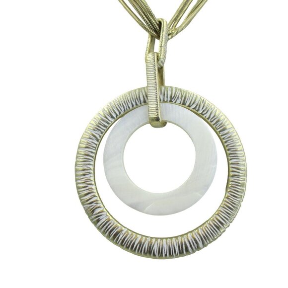 Chico's Mother of Pearl Pendant Necklace Art to Wear - Picture 3 of 6